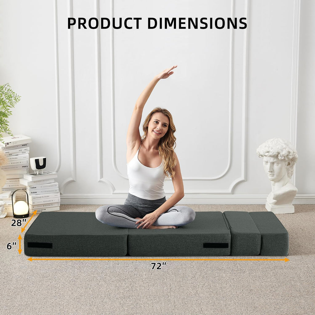 Filuxe Folding Sofa Bed | Convertible Sleeper Chair Bed For Adults, Fold Out Chair To Bed Linen Futon Chair With Pillow, For Home Dorm Apartment Rv Living Room, Single Size Dark Gray