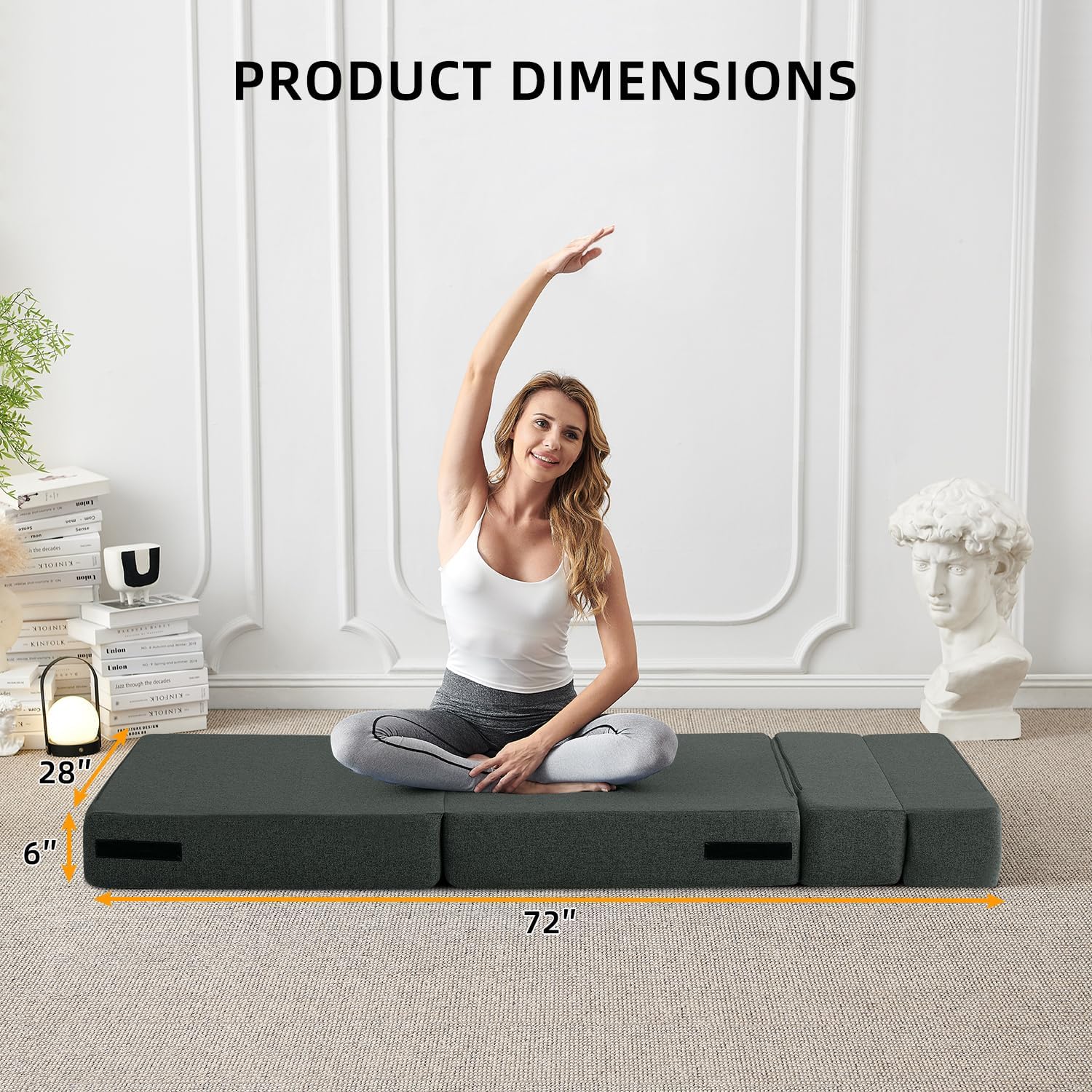 Filuxe Folding Sofa Bed | Convertible Sleeper Chair Bed For Adults, Fold Out Chair To Bed Linen Futon Chair With Pillow, For Home Dorm Apartment Rv Living Room, Single Size Dark Gray