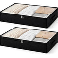 Fixwal Black Underbed Storage Bags With Clear Window And 2 Reinforced Handles Under Bed Storage Containers For Clothing, Bedding, Comforter (2 Pack)