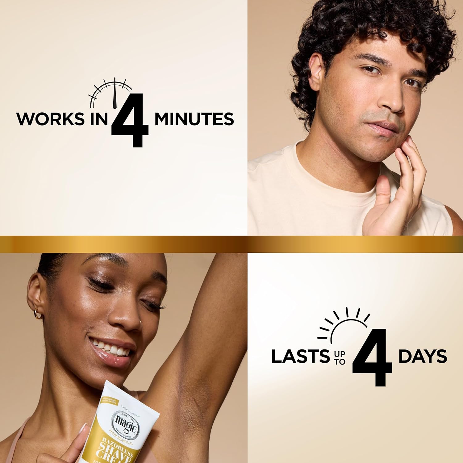 SoftSheen-Carson Magic Razorless Shaving Cream, Depilatory Hair Removal Cream, Works in 4 Minutes for Coarse, Curly Hair, 6 Oz