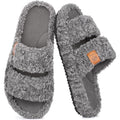 Everfoams Womens Fuzzy Open-Toe Slippers Soft Comfy Memory Foam Indoor House Shoes