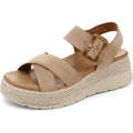 Ubfen Womens Espadrille Platform Sandals Low Wedge Heel - Orthopedic Arch Support, Cushion Insole, Comfortable Dressy Buckle Sandals For Walking And Vacation