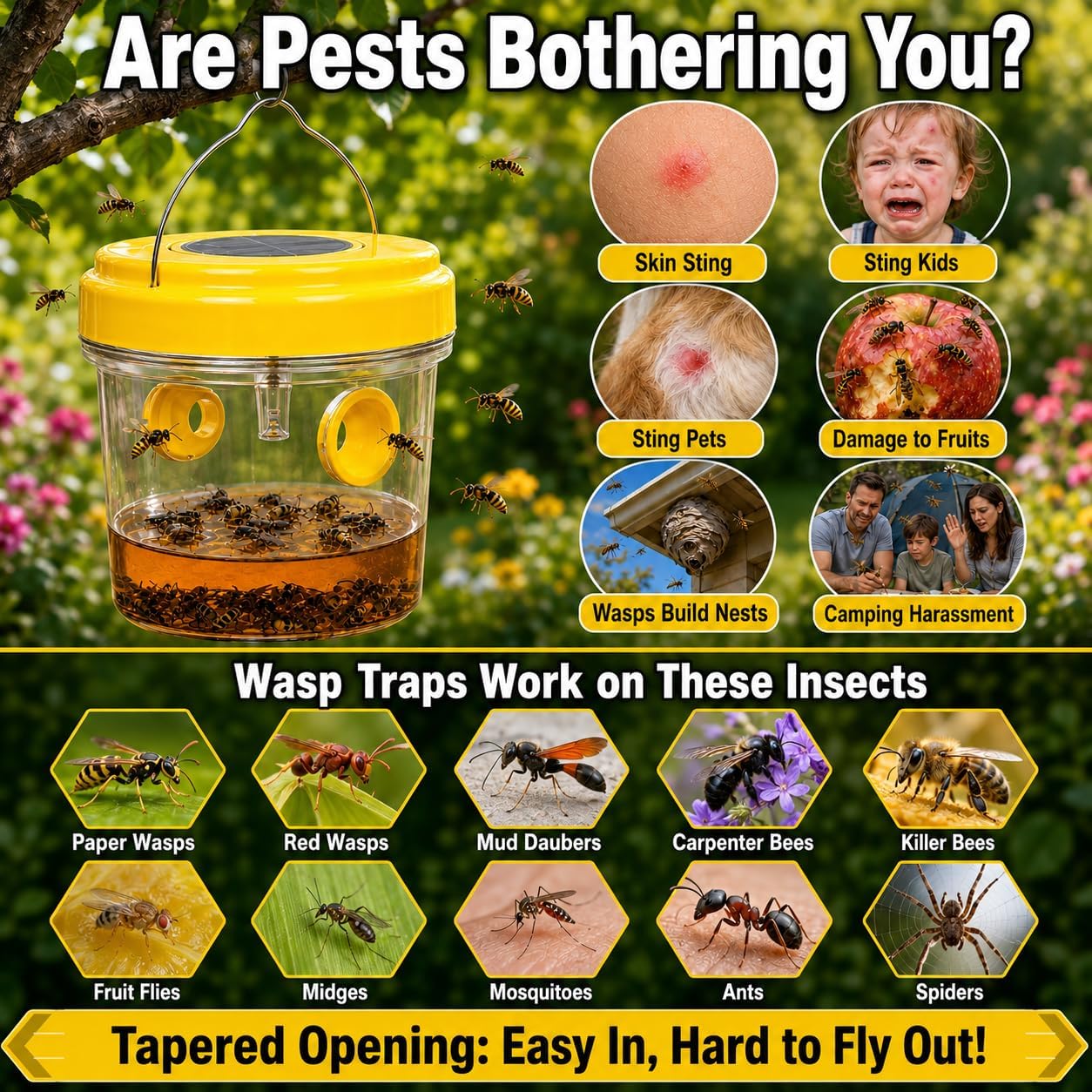 4 Pack 2026 New Upgrade Wasp Trap Outdoor Hanging, Yellow Jacket Traps, Bee Traps Outdoor Hanging, Carpenter Bee Traps For Outside, Hornet Traps