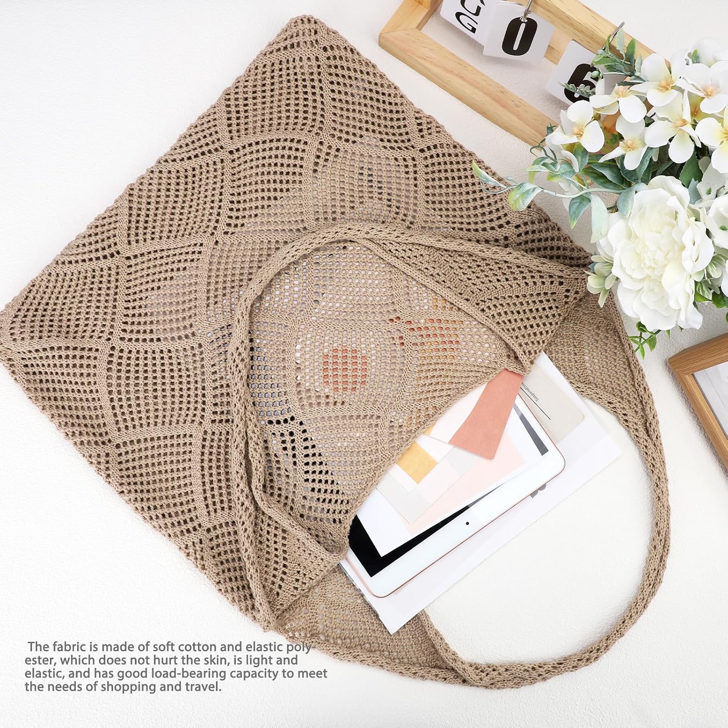 Hatisan Crochet Bag For Women, Handmade Knit Beach Tote Bag Summer