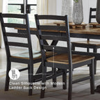 Signature Design By Ashley Wildenauer Dining Chairs Set Of 2, Modern Farmhouse Wood Side Chairs With Solid Wood Frame, Contoured Mango Veneer Seat, Casual Kitchen Seating, Black And Brown