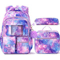 Fimibuke Kids Backpack For School Girls, Waterproof Backpack W/Lunch Box | 3Pcs Lightweight Kids Galaxy Bookbag W/ Lunch Box Combo Set, Cute Backpack For Girls Ages 6+ Elementary Middle School Teens