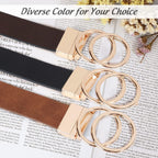 JASGOOD Women Leather Belt,Reversible Belt,Leather Waist Belt for Jeans Dress with Gold Double O Ring Rotate Buckle