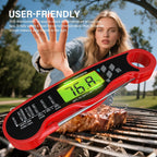 Meat Thermometer Digital, Instant Read Food Thermometer, Red | Waterproof Cooking Thermometer With Doneness Chart, Backlight, F/C Switch For Bbq, Candy, Oil