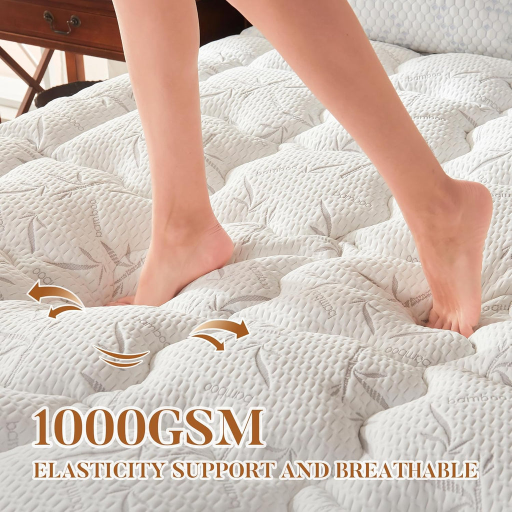 PRIMESOFT 100% Waterproof Queen Size Mattress Topper, Thick Pillow Top Mattress Pad，Up to 21 Inch Deep Pocket,Soft Breathable Mattress Pad for Back Pain, Protector Cover(White)