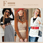 WHIPPY Women Wide Elastic Waist Belt for Dresses Fashion Gold Buckle Stretchy Leather Waistband for Ladies