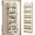 Upgraded 6 Tiers Over The Door Organizer Hanging - 100D Extra Thick & 50Lbs Huge Capacity, 12 Side Mesh Pockets Over The Door Shoe Organizer, Hanging Closet Organizer (Ivory, 1Pc)