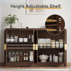 Decofy 55" Fluted Buffet Sideboard Cabinet, Modern Mid Century Console Cabinet With Adjustable Shelves & Wavy Grain Doors For Kitchen Cabinet Storage,Living Room,Entryway,Coffee Bar Cabinet (Walnut)