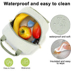 Bluboon Lunch Box For Women Cute Lunch Bag Reusable Insulated Lunch Bags Large Capacity Lunchbox Cooler For Work Picnic Or Travel Gifts (A Sage Green White Stripes, 10 X 7.5 X 8 Inches)