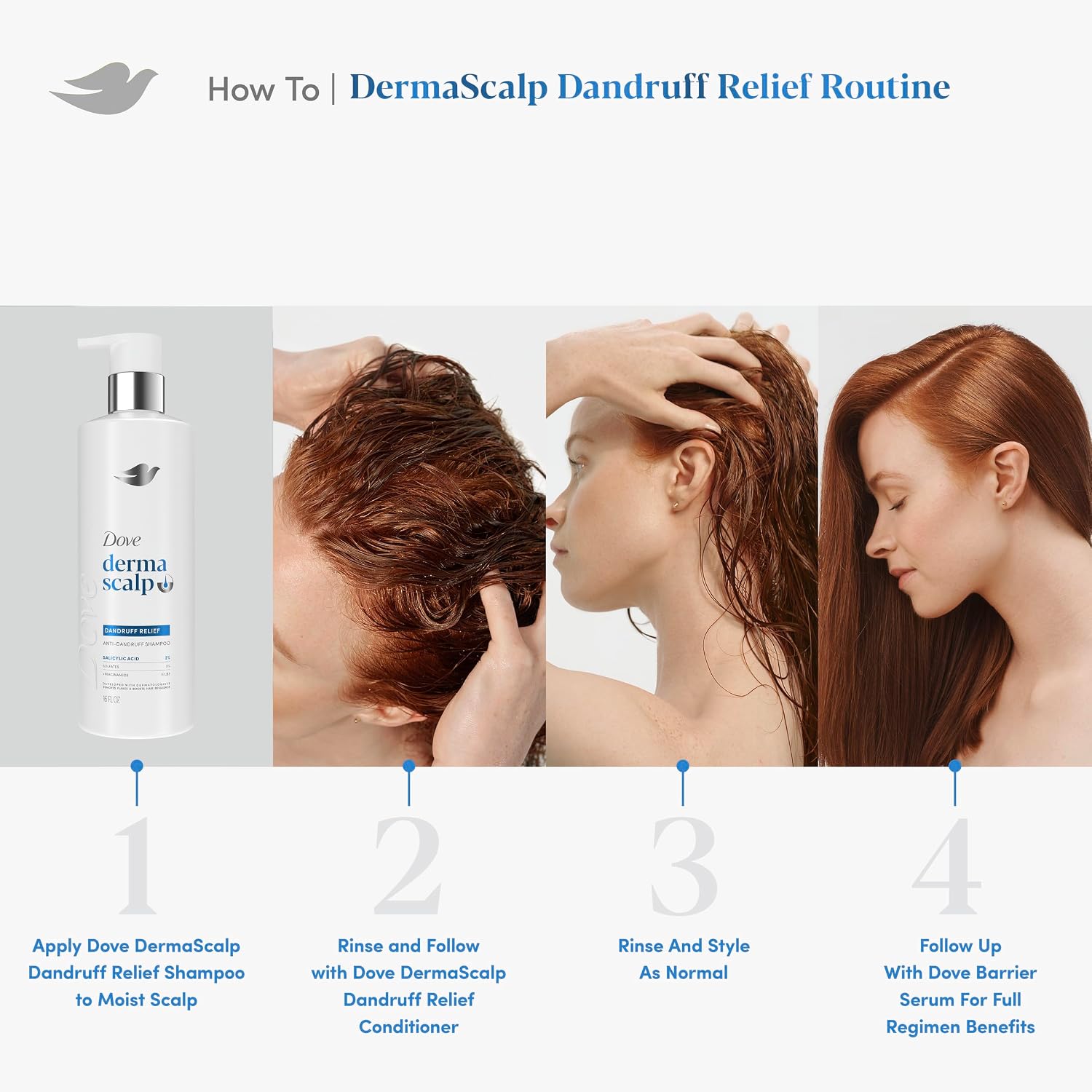 Dove Derma Scalp Dandruff Relief Shampoo 1 Ct With Salicylic Acid, Sulfates And Niacinamide For Removing Flakes & Boosting Hair Resilience 16 Fl Oz