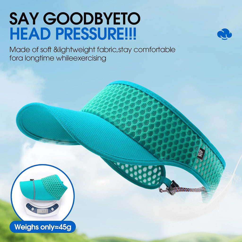 Ausflug Sun Visor Hat Men Women - Wide Brim Quick Dry Adjustable Cap, Lightweight For Golf Tennis Pickleball Beach