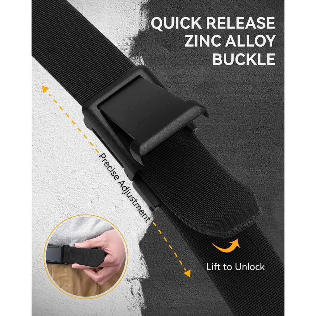 Chaoren Tactical Belt Men - 1.5" Stretch Work Belt With Zinc Alloy Buckle | Quick Release, Zinc Alloy Buckle, Heavy Duty, Stretchy Nylon, Military, Hiking, Edc, Emt, Ems