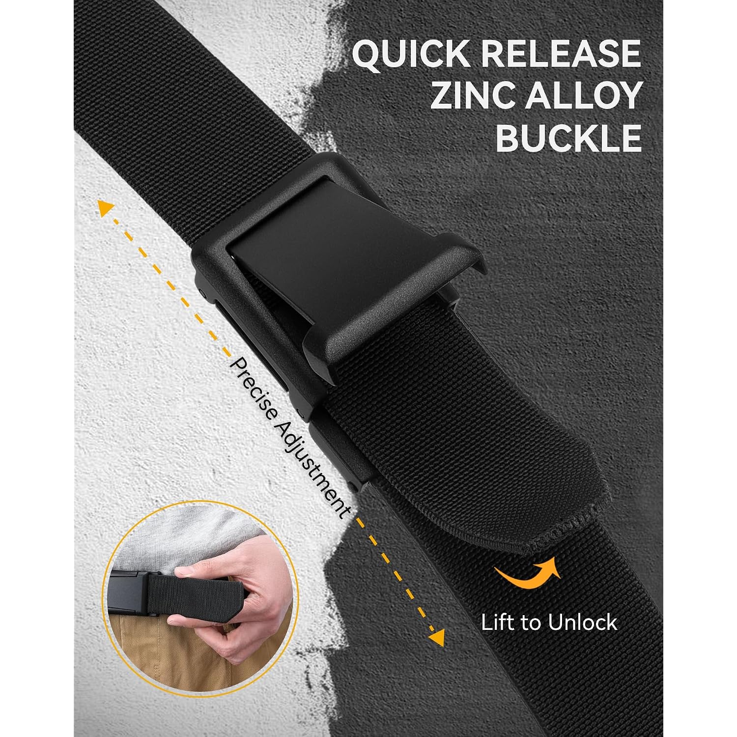 Chaoren Tactical Belt Men - 1.5" Stretch Work Belt With Zinc Alloy Buckle | Quick Release, Zinc Alloy Buckle, Heavy Duty, Stretchy Nylon, Military, Hiking, Edc, Emt, Ems