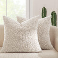 Miulee Faux Fur Decorative Sherpa Throw Pillow Covers 18X18 Inch Pack Of 2 | Neutral Light Beige Pillow Covers Fuzzy Accent Soft Sheepskin Fleece For Boho Home Decor Sofa Living Room Couch Bed