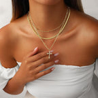 Amicon Cross Necklace for Women 14K Gold Plated Dainty Heart Cross Pendant Choker Simple Trendy Cute Cross Charm Diamond Necklace Faith Jewelry Religious Minimalist Gift