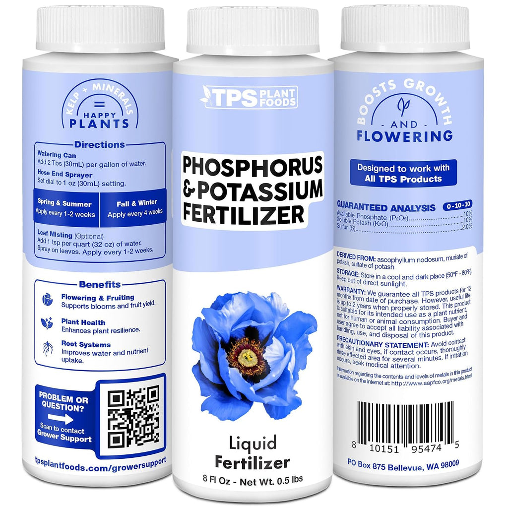 Phosphorus & Potassium Fertilizer – Liquid Bloom Booster For Strong Roots, Better Blooms & Improved Fruit Development, 8 Oz