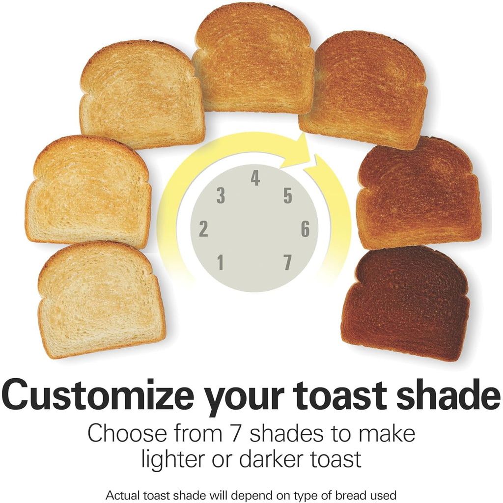 Hamilton Beach 2 Slice Extra Wide Slot Toaster with Bagel & Defrost Settings, Shade Selector with 7 Browning Levels, Toast Boost, Auto Shutoff, Black & Stainless Steel (22633)