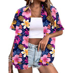 Lomon Women'S Summer Hawaiian Shirts Floral Short Sleeve Button Down Shirts Hawaii Tropical Beach Tops Outfits