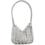 Women'S Metallic Disc Party Handbag - Metal Sequin Top Handle Bag For Parties
