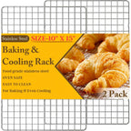 2Pcs Cooling Racks For Cooking And Baking - 10" X 15"Heavy Duty Stainless Steel Wire Rack For Baking, Grilling, Roasting - Oven & Dishwasher Safe - Fits Jelly Roll Sheet Pan-Silver