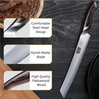 Hoshanho Bread Knife 10 Inch, Japanese High Carbon Stainless Steel Serrated Bread Knives, Professional Bread Cutting Knife For Homemade Bread