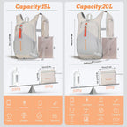 15L Small Hiking Backpack For Men Women Foldable Packable Back Pack Ultralight Hiking Daypack For Travel Camping Outdoor, Beige
