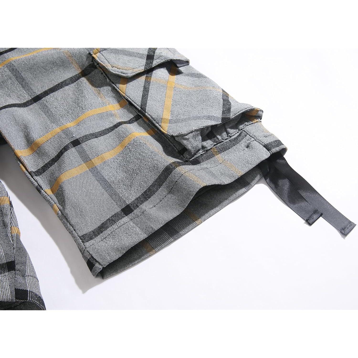Novocct Cargo Short For Men 10" Inseam Relaxed Fit Plaid Outdoor Hiking Work Stretch Cotton Casual Shorts With Multi-Pocket