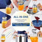 Canning Supplies Starter Kit,Canning Kit For Beginners Of 9 With Jar Lifter，Wide Mouth Funnel,Wrench,Tongs,Lid Lifter,Bubble Popper,Canning Labels,Ladle,Measuring Spoon-Blue