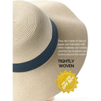 FURTALK Womens Beach Sun Straw Hat UV UPF 80+ Travel Foldable Brim Summer UV Hat