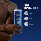 Nivea Men Maximum Hydration Body Wash For Dry Skin, Aloe Vera Enriched, 3-In-1 Moisturizing Body Wash, Face And Hair, Paraben Free, Vegan Formula, 16.9 Fl Oz Bottle, Pack Of 3