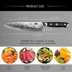 Shan Zu Chef Knife 8 Inch Japanese Steel Damascus Kitchen Knife, Professional Kitchen Knives Sharp High Carbon Super Steel Kitchen Utility Knife
