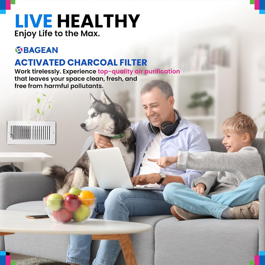 Bagean Cut To Fit Activated Carbon Filter Sheet 16” X 48” Carbon Air Filter | Fits Air Purifiers Window Ac Air Vent And More - Activated Charcoal Filter Effectively Filters Odors & Freshens Air (2-Pack)