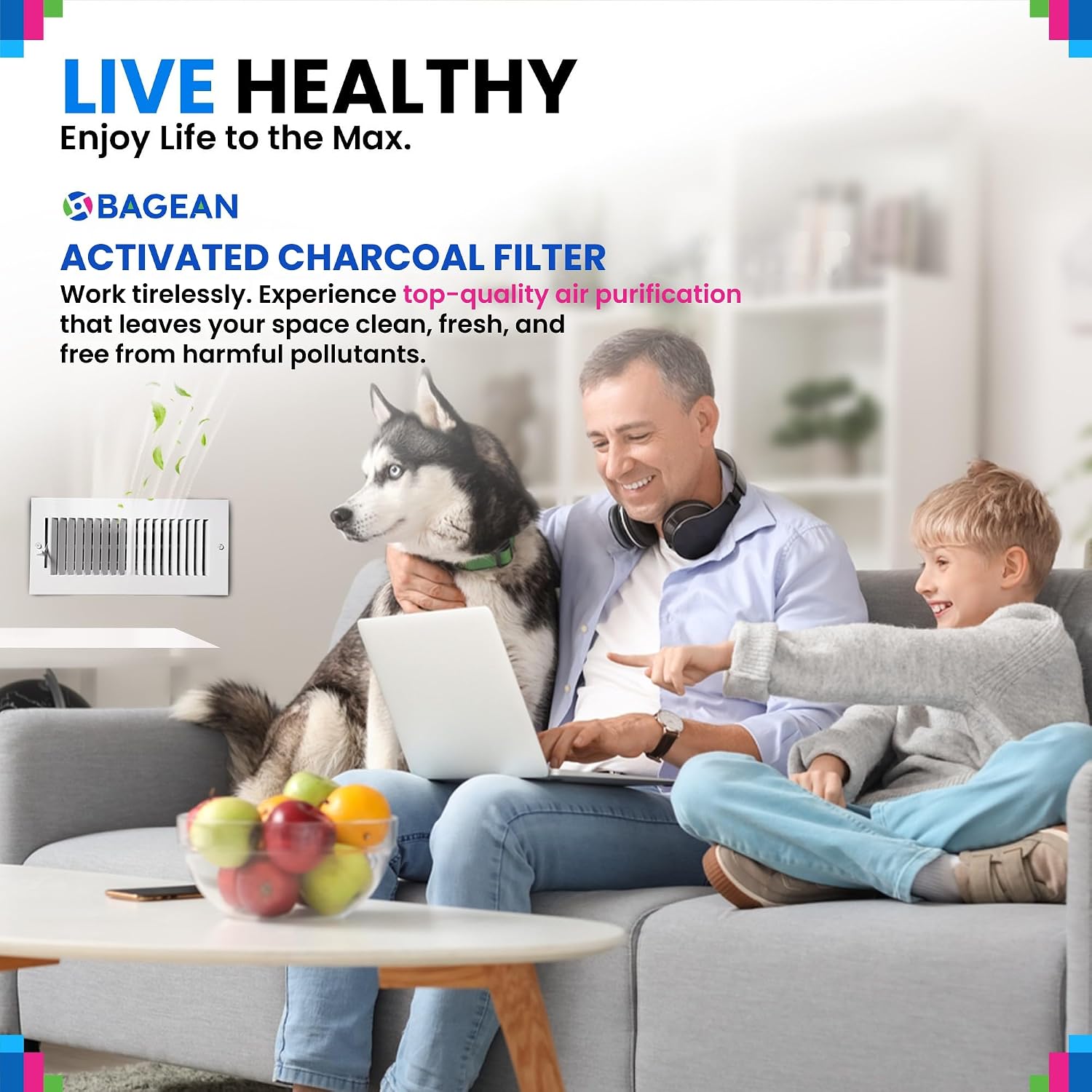 Bagean Cut To Fit Activated Carbon Filter Sheet 16” X 48” Carbon Air Filter | Fits Air Purifiers Window Ac Air Vent And More - Activated Charcoal Filter Effectively Filters Odors & Freshens Air (2-Pack)