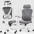 Ergonomic Mesh Office Chair - 3D Adjustable Lumbar Support & 3D Armrests, V-Shaped Back, Adjustable Desk Chair For Office & Home, White