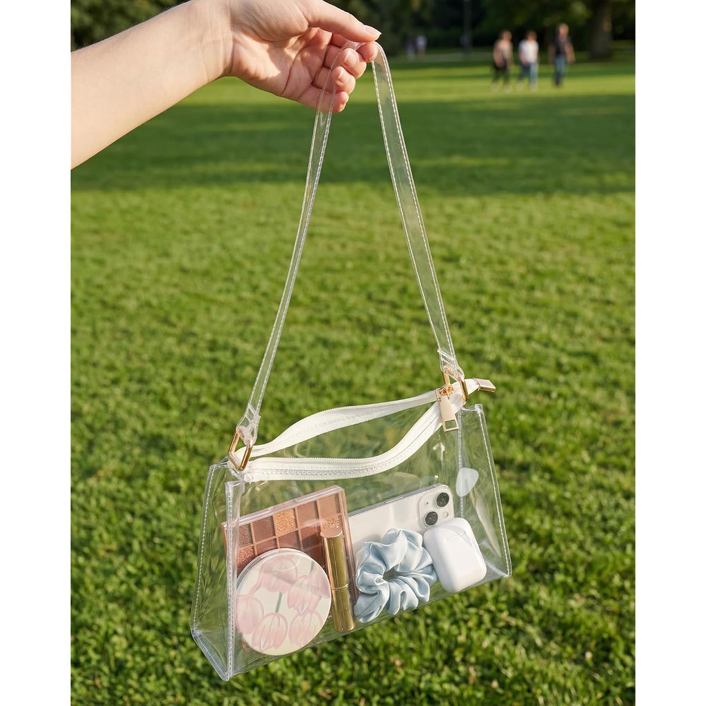 Bs-Vog Clear Purses For Women, Clear Shoulder Bag For Stadium Events, Small Stadium Hobo Handbag For Concert Outfits | Clear Purse