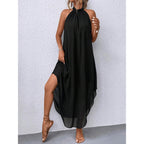 Verdusa Women'S Wedding Guest Dress Halter Flowy Chiffon Asymmetrical Long Summer Prom Dress