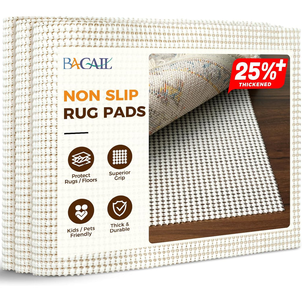BAGAIL BASICS 8 x 10 FT Rug Pad Gripper for Hardwood Floors, Non Slip Rug Pads for Area Rugs, Extra Thick Under Rug Padding, Protect Your Rugs & Floors