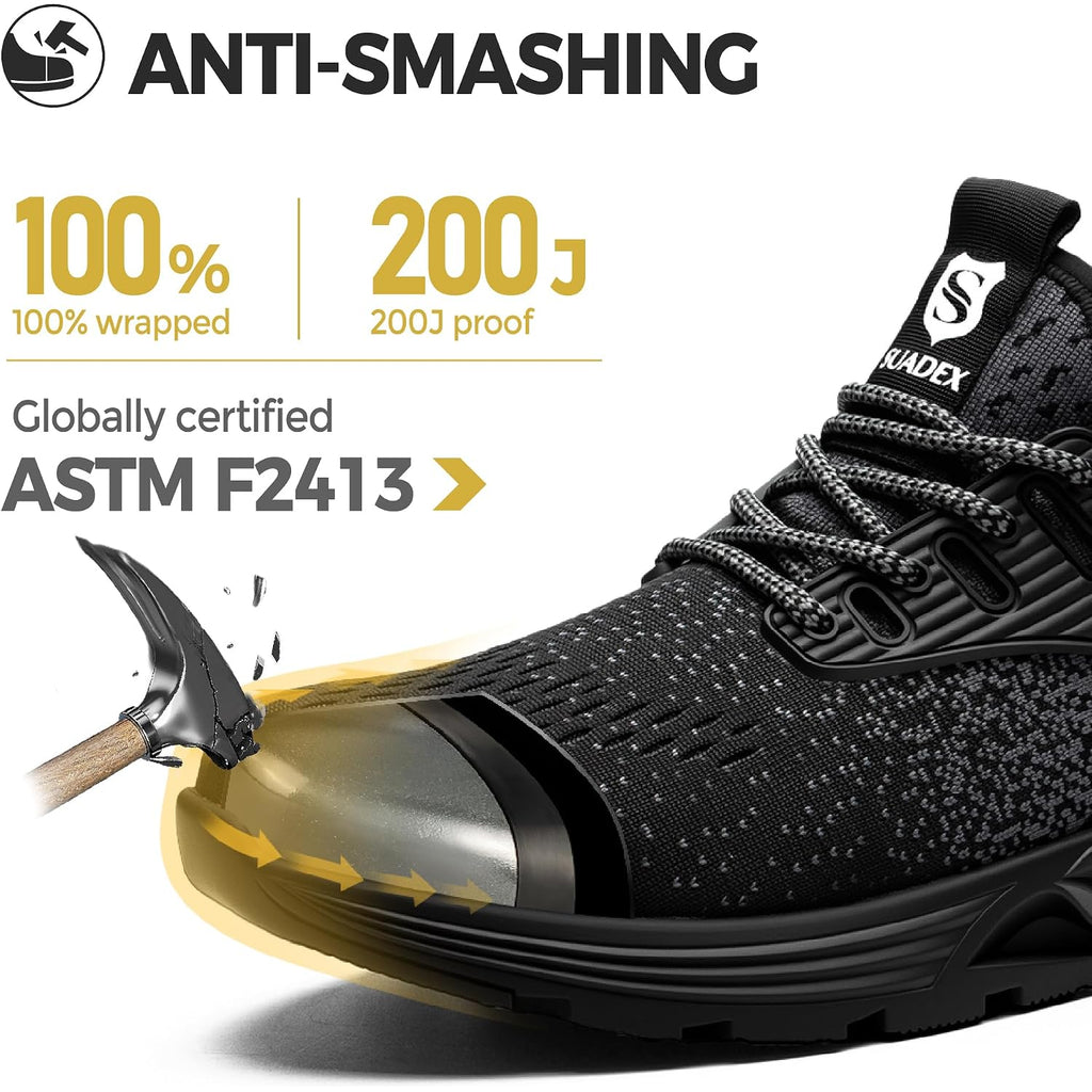 Suadex Steel Toe Sneakers For Men Women Indestructible Work Safety Shoes Lightweight Comfortable Slip Resistant Composite Toe