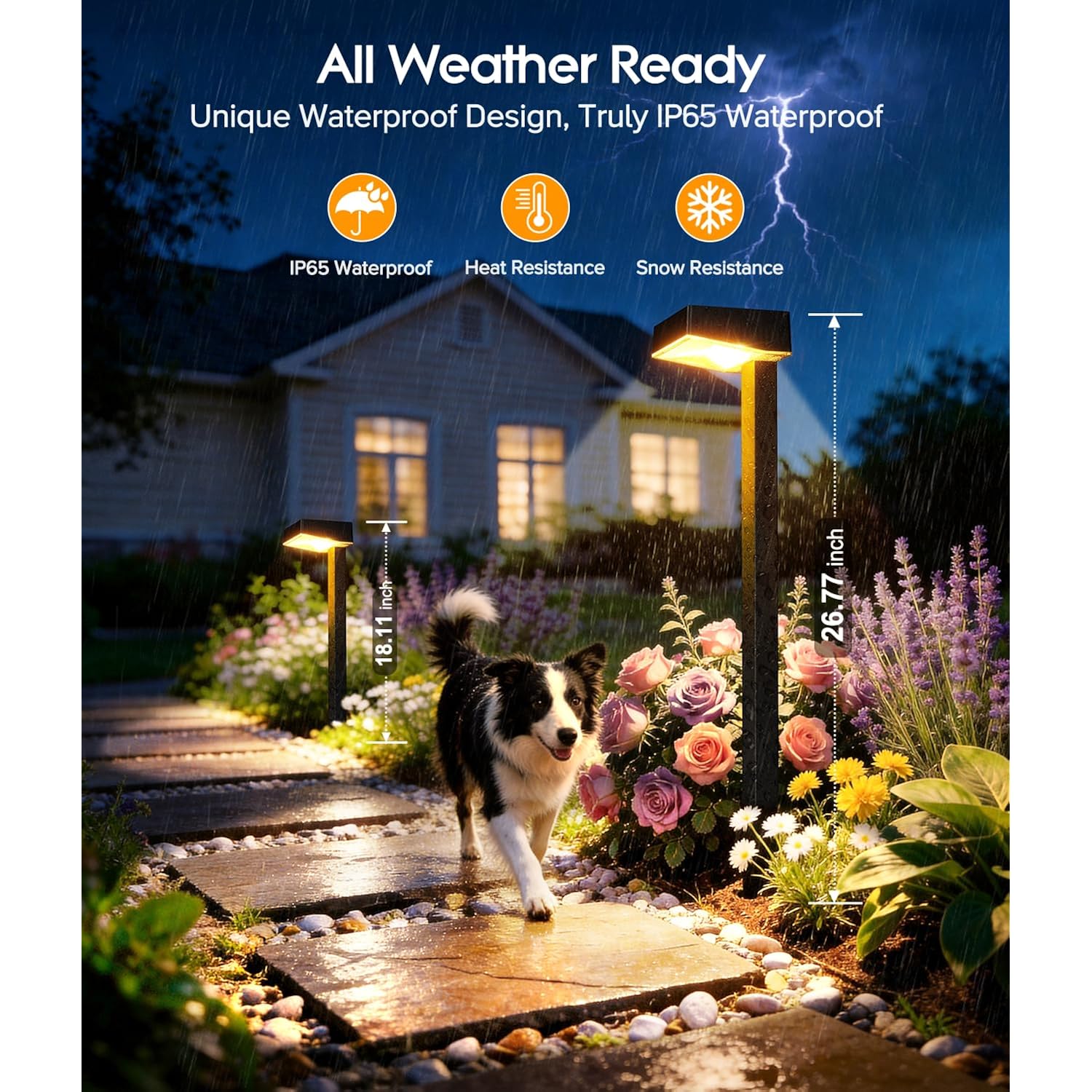 Solar Pathway Lights Outdoor, 8 Pack Garden Lights Solar Powered Path Lights With Larger Led Lens, 2 Light Modes Waterproof Outdoor Solar Light For Yard Driveway Walkway Landscape, Warm White
