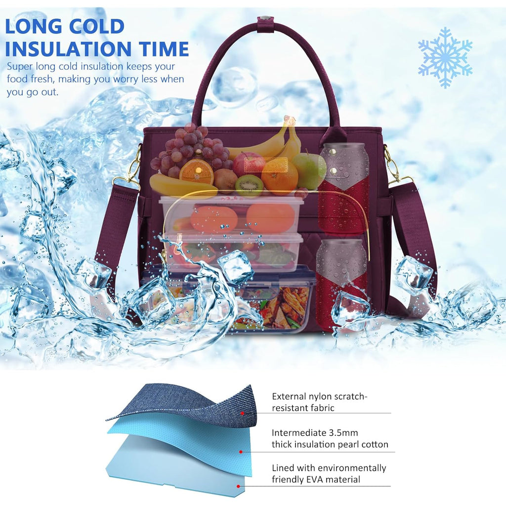 MIYCOO Lunch Bag Lunch Box Women - Leakproof Insulated Lunch Cooler Bag for Women - Large Lunch Tote Bags Adults, Purple