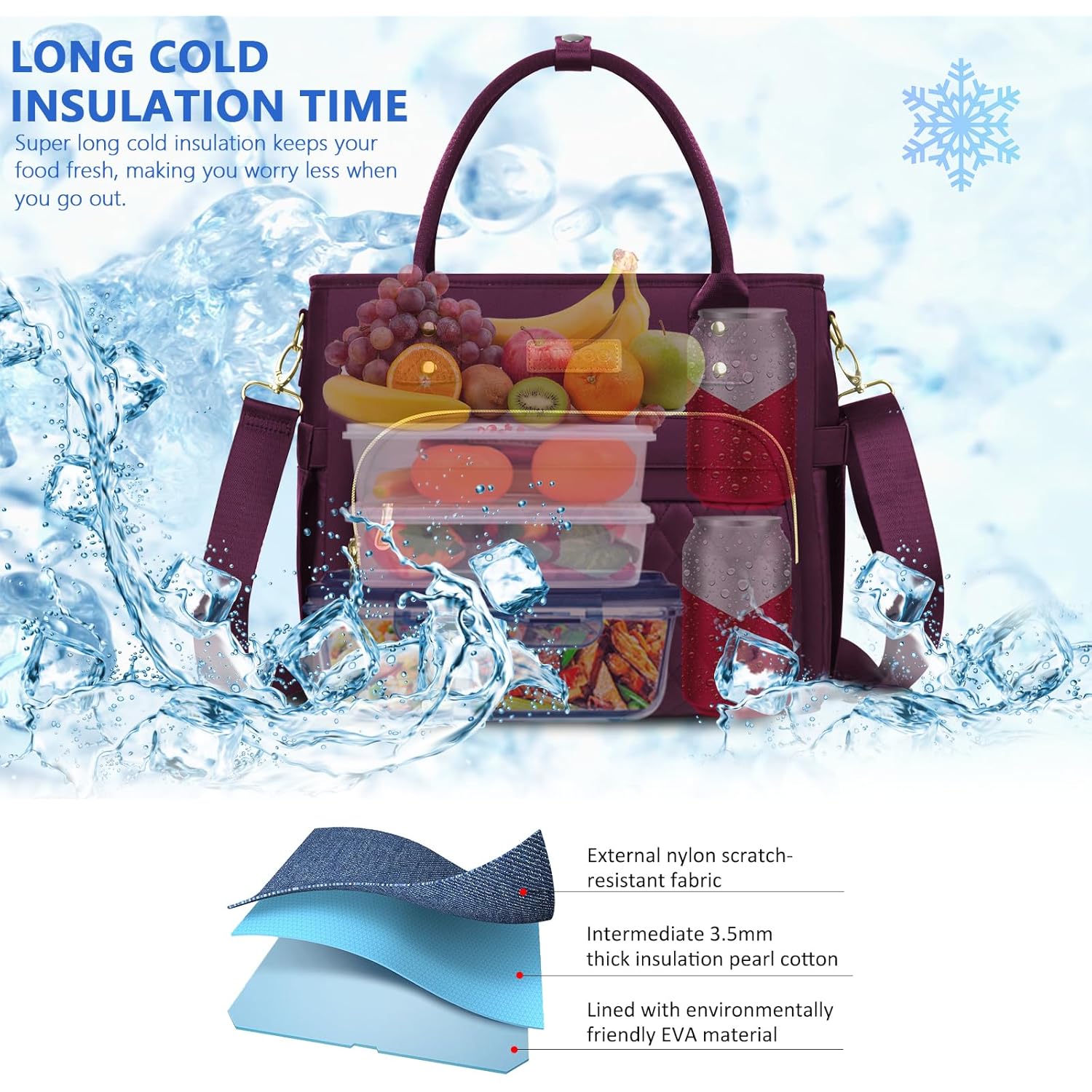 MIYCOO Lunch Bag Lunch Box Women - Leakproof Insulated Lunch Cooler Bag for Women - Large Lunch Tote Bags Adults, Purple