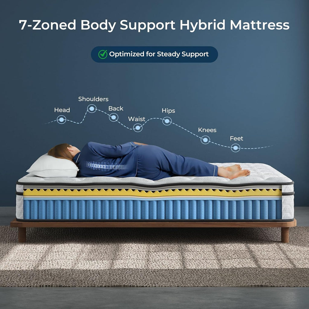 Vesgantti Queen Size Mattress 12 Inch, Cool Sleep Hybrid Mattress In A Box