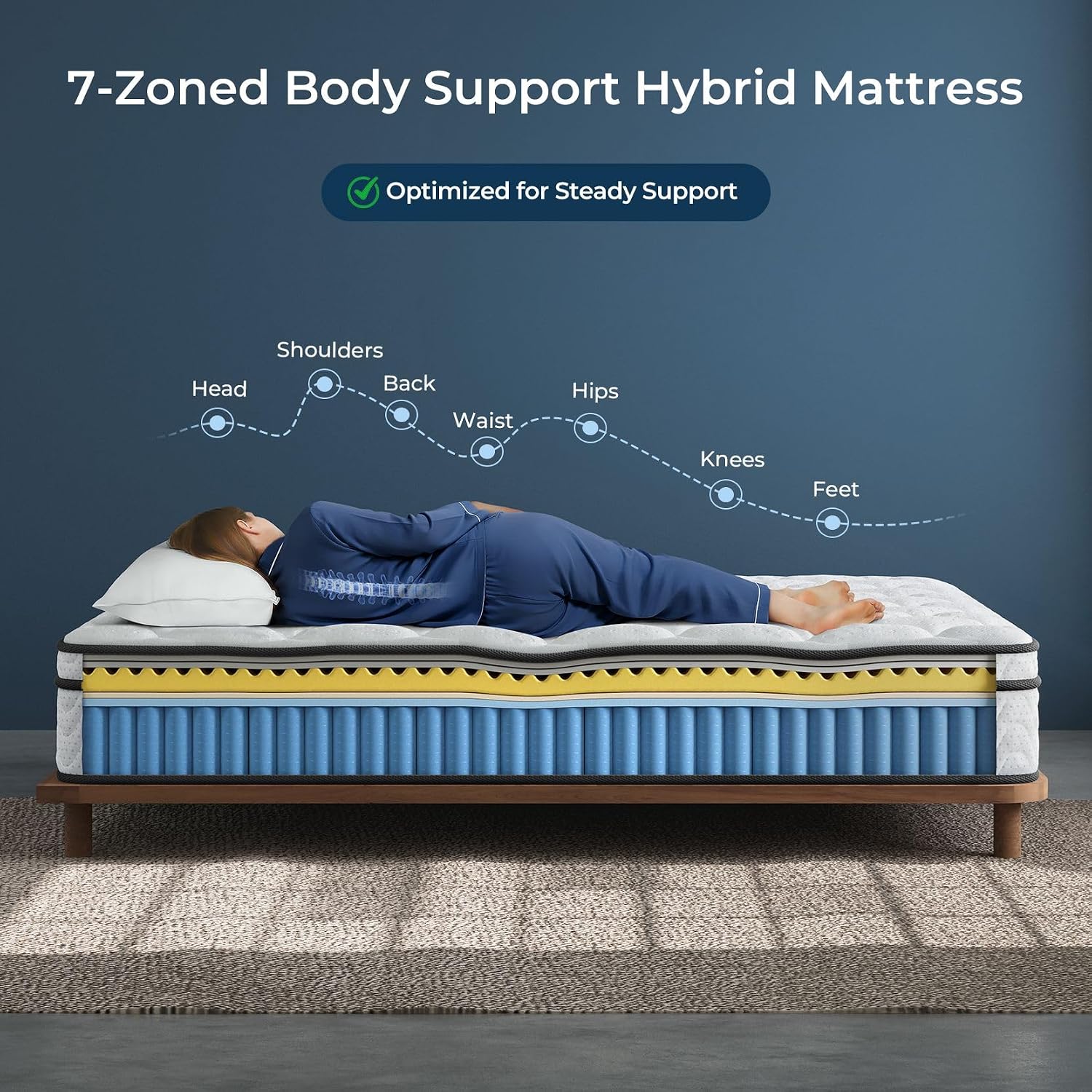 Vesgantti Queen Size Mattress 12 Inch, Cool Sleep Hybrid Mattress In A Box