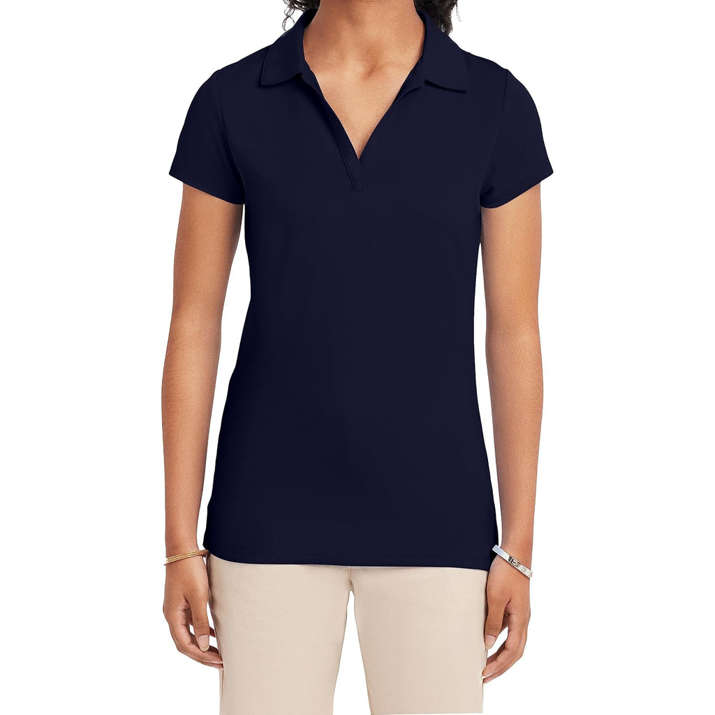 Izod Women'S Uniform Short Sleeve Polo Shirt, Button Closure, Moisture Wicking Performance Material & Fade Resistant