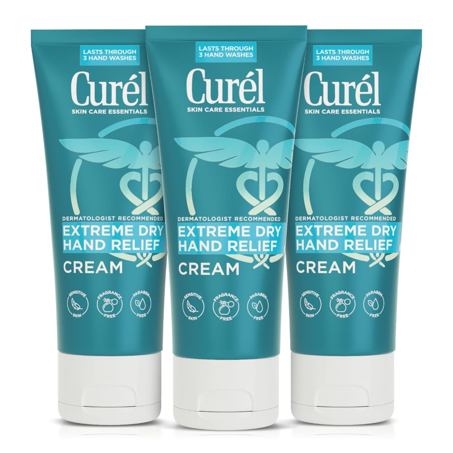 Curel Extreme Dry Hand Relief, Dermatologist Recommended, Long-Lasting Cream For Dry Hands, Paraben Free, Fragrance-Free Hand Lotion, 3 Oz, Pack of 3