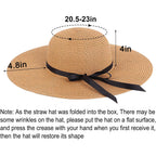 Double Couple Womens Straw Hat Wide Brim Floppy Beach Sun Hat for Women UPF 50+ Adjustable Strap Vacation